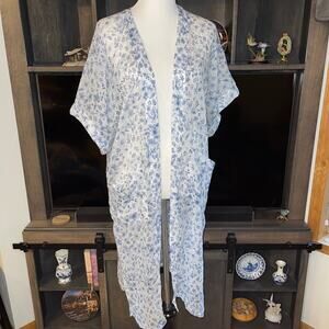 Rachel Zoe Bl Floral Shear Kimono Duster NWT!!